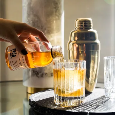 Experimenting cocktail with syrups and Knob Creek bottle