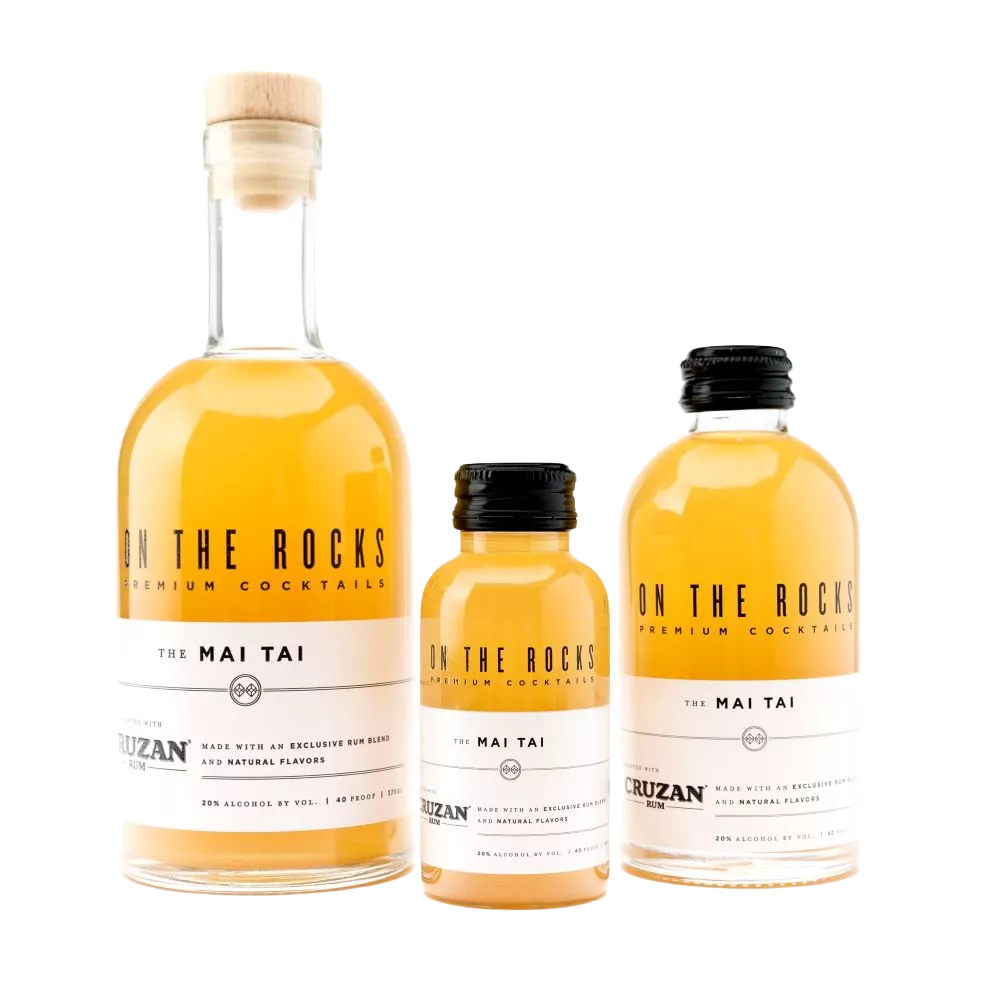 OTR Mai Tai cocktail bottles in different sizes
