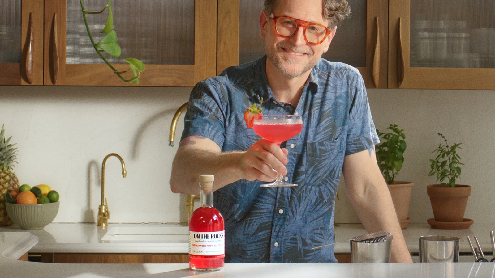 A man with the glass of the wine